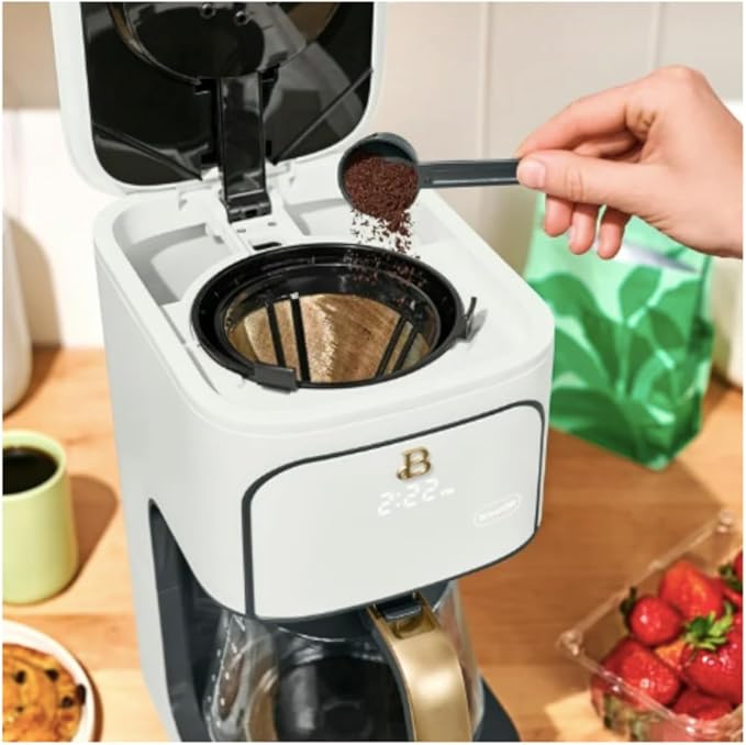 12 cup Programmable Coffee Maker Digital Display Touch Activated White