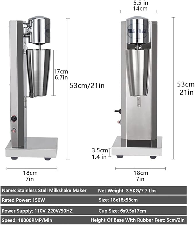 180W Electric Milkshake Maker Machine 1800RMP Commercial Home Stainless Steel Speed Adjustable Drink Mixer Smoothie Milk Ice Cream Blender 800ML Cup