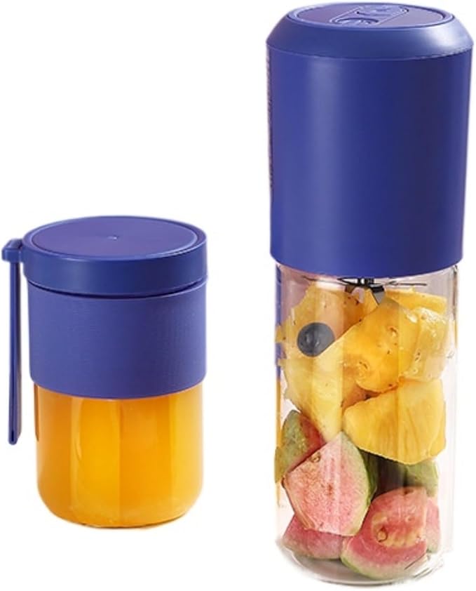 400ml glass juicer | 1500mAh long battery life 40s fresh juice | 304 steel blade with six blades for crushing ice | portable for home office and outdoor use (blue2)