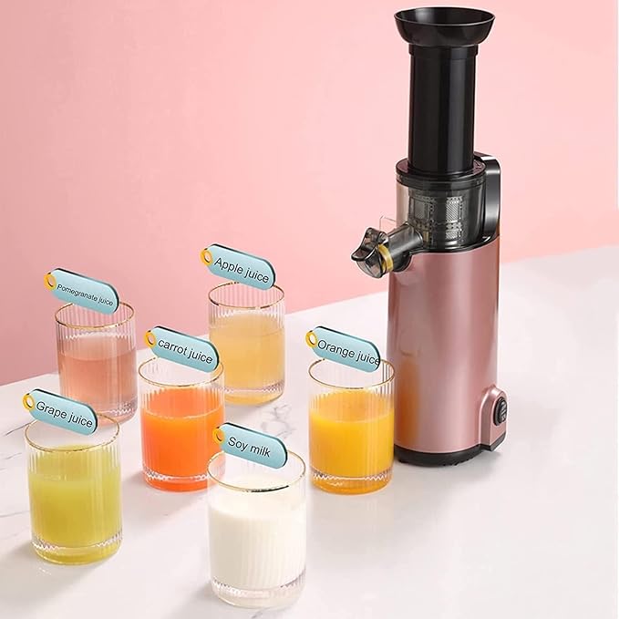 Portable Blender Automatic Small Masticating Juicer Machines Compact Slow Juicer Cold Press 120W Motor Reverse Function Higher Juice Yield