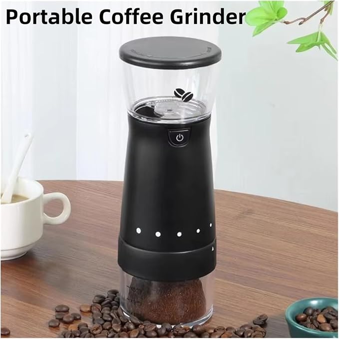 Portable Coffee Machine Electric Coffee Grinder USB Rechargeable Household Stainless Steel Manual Coffee Grinder Coffee Bean Grinderfor Outdoor Travel Picnic(White)