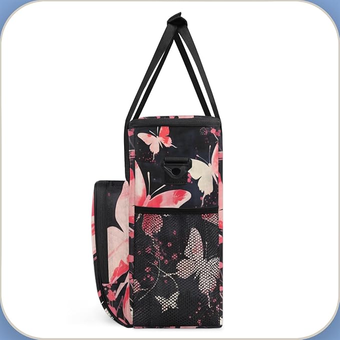 Abstract Butterfly Coffee Maker Carrying Bag Modern Butterfly Travel Storage Bag Compatible with K-Mini or K-Mini Plus Single Serve Coffee Brewer Carrying Case with Multiple Pockets &amp Shoulder S