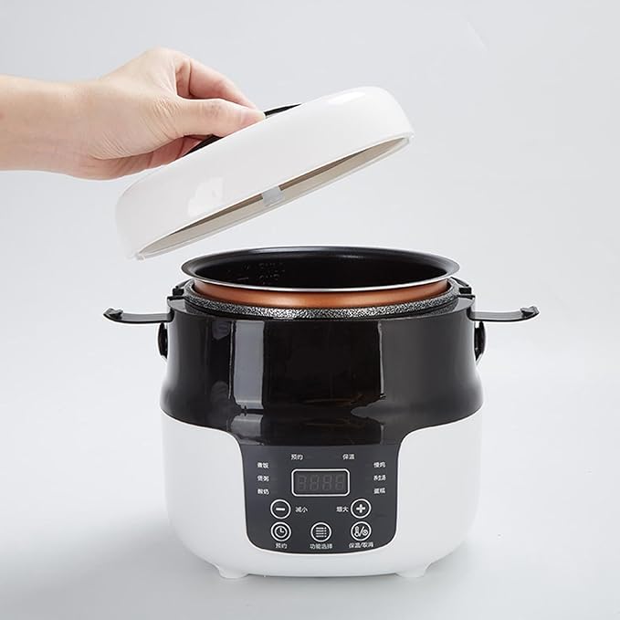 Mini Rice Cooker Electric 2L Nonstick Pot 7 Stage Heat Control 12V 24V for Car Use - Slow Cooking Technology Safe Operation Ideal for Travel and Camping