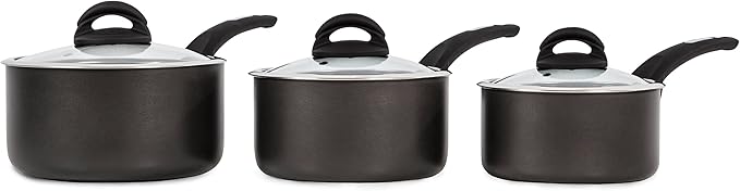 Tower Cerasure Non Stick Saucepans Sets With Lids Stay Cool Handles Graphite 3 Piece Set 16/18/20 cm