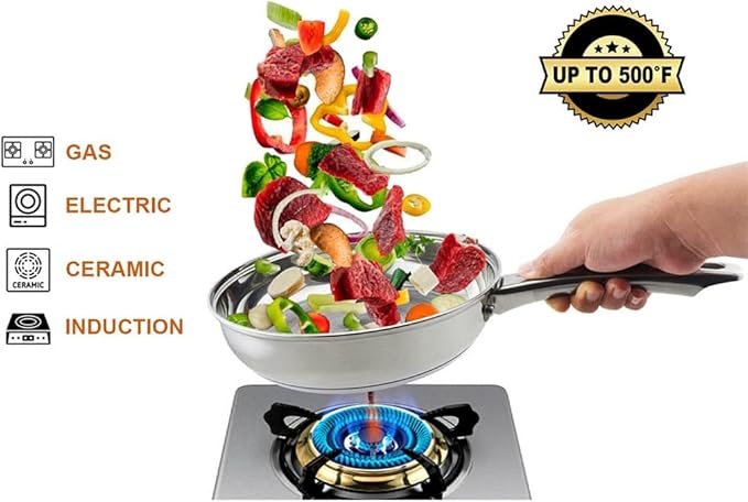 Stainless Steel Pots and Pans Set with Pan Cookware Set with Lid Frying Pan 5 Piece Kitchen Cookware Set