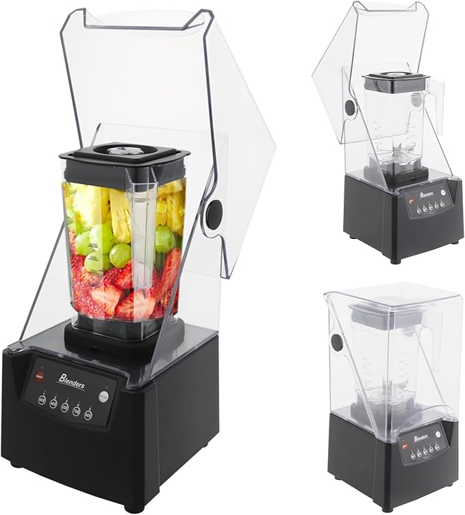 2600W Smoothie Machine Countertop Blenders with Soundproof Cover 1.8L/0.48Gal Commercial Blender for Making Smoothies Juices &amp Milkshakes