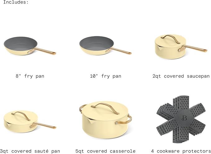 12-Piece Ceramic Non-Stick Cookware Set | Pots and Pans with Strainer Lids &amp Pour Spouts | Induction &amp Oven Safe to 500°F | PFOA-Free Stay-Cool Handles