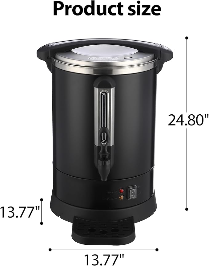 100-Cup Commercial Coffee &amp Hot Water Urn | 18l Large Capacity Stainless Steel Electric Beverage Dispenser with Double Wall Insulation | Professional Hot Beverage Maker for Catering Weddings