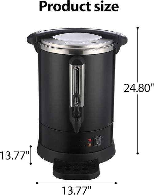 100-Cup Commercial Coffee &amp Hot Water Urn | 18l Large Capacity Stainless Steel Electric Beverage Dispenser with Double Wall Insulation | Professional Hot Beverage Maker for Catering Weddings