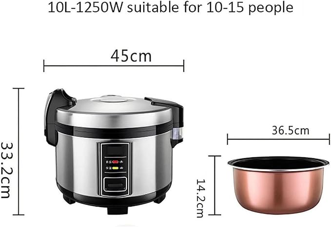 Commercial Rice Cooker and Slow Cooker with Thicken Non-Stick Inner Pot Ideal for Hotels Restaurants Canteens and Schools (10L