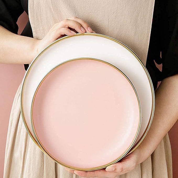 Dinnerware Sets Dish Set30 PiecePorcelainNordic Style Tableware SetPink and White Dish with Phnom PenhDishwasher Safe