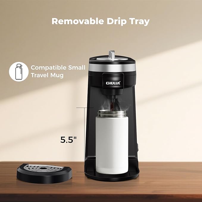 CHULUX Single Serve Coffee Maker for K Capsule Mini Single One Cup Coffee Machine Perfect for Small Space Black