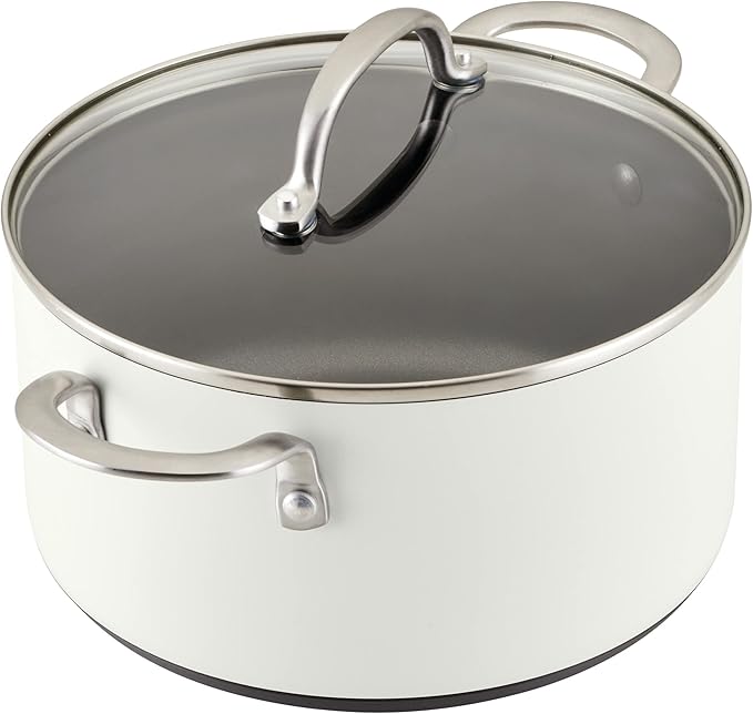 Anolon Achieve Hard Anodized Nonstick Cookware/Pots and Pans Set 10 Piece - Cream