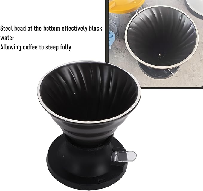 MAVIS LAVEN Ceramic Pour Over Coffee Dripper Heat Proof Immersion Coffee Maker with Built in Switch Valve for Home Office Travel (Black)