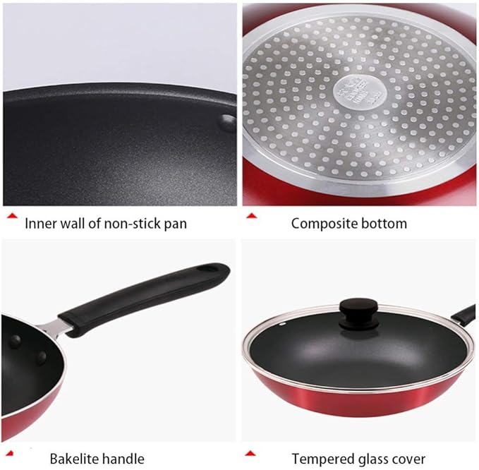 Cookware-Set 3-PieceCooking Pot SetStainless Steelwith Glass-Lids All Types of cookers Induction Gas Ceramic Electric (1Soup Pot 1Milk pan1 Frying pan) Saute pan/B