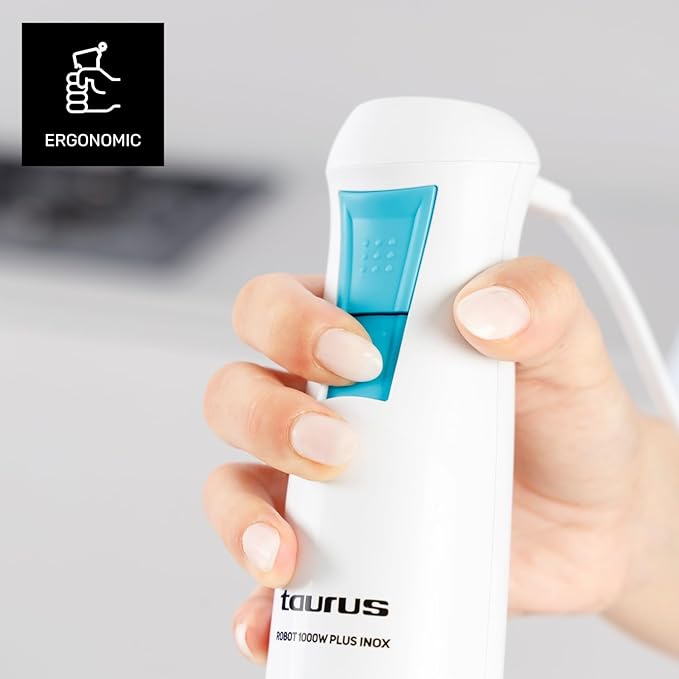 Taurus – 1000 Plus Stainless Steel Hand Blender Electric Mixer Blender 2 Speeds + Turbo Stainless Steel Blades Splash Proof Bell Ergonomic BPA-Free | Dishwasher Safe | With Accessories