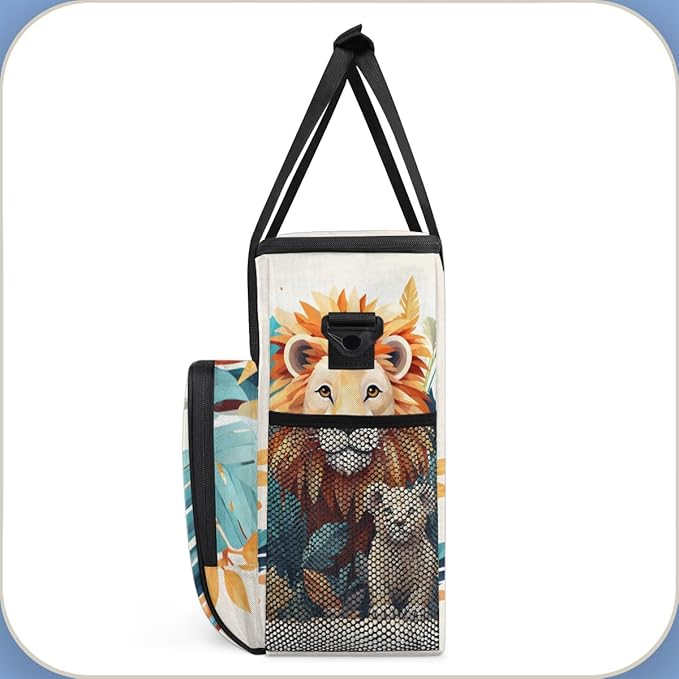 Watercolor Lion Coffee Maker Carrying Bag Jungle Lion Travel Storage Bag Compatible with K-Mini or K-Mini Plus Single Serve Coffee Brewer Carrying Case with Multiple Pockets &amp Shoulder Strap