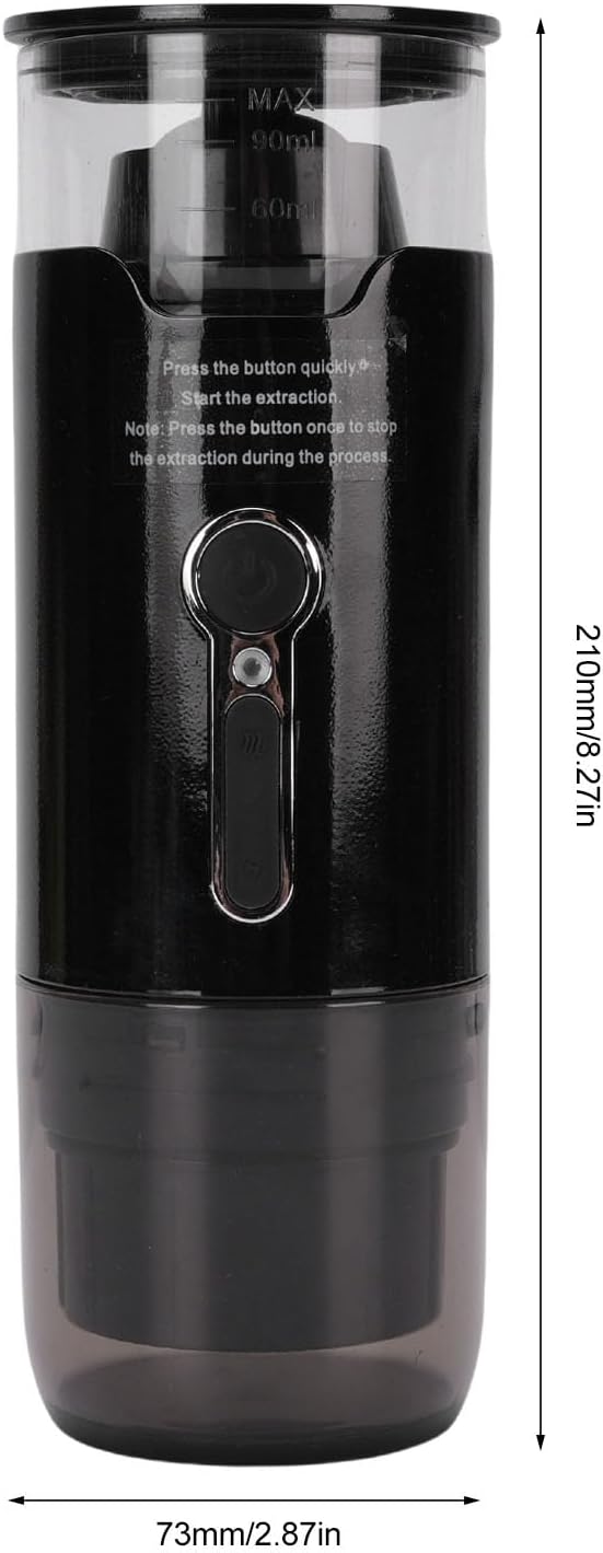 JTLB Small Portable Capsule Coffee Machine for Car One Click Automatic Efficient Heating System with DC12V Power Cable for &amp DG Capsules Coffee Powder