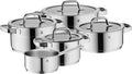 WMF Compact Cuisine 5-Piece Induction Saucepan Set with Glass Lid Polished Cromargan Stainless Steel Induction Pots Set Uncoated Inner Scale