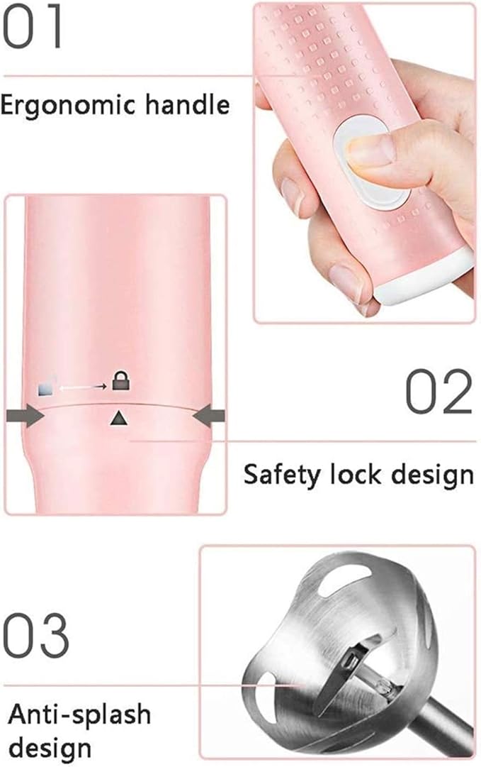 120 Watt Immersion Multi-Purpose Hand Blender Heavy Duty Copper Motor Brushed 304 Stainless Steel with Whisk Attachments