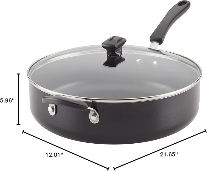 Farberware Cookstart DiamondMax Nonstick Jumbo Cooker with Lid and Helper Handle Dishwasher Safe 6 Quart Black
