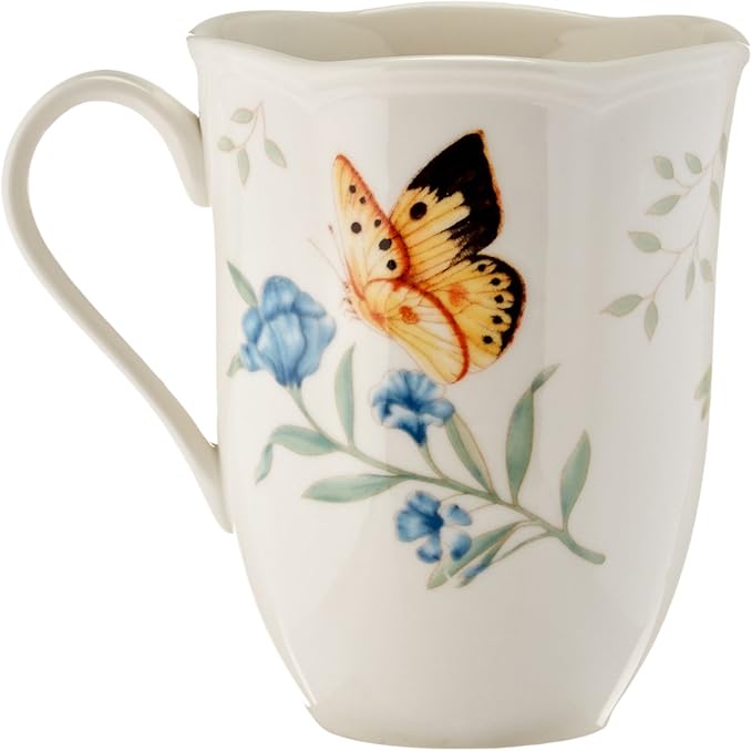 Lenox Dinnerware Set Butterfly Meadow 18-Piece Set Service For 6 White Porcelain Butterfly And Flower Designs Plates And Bowls Sets Dishwasher Safe Home &amp Kitchen (18 Pieces Assorted)