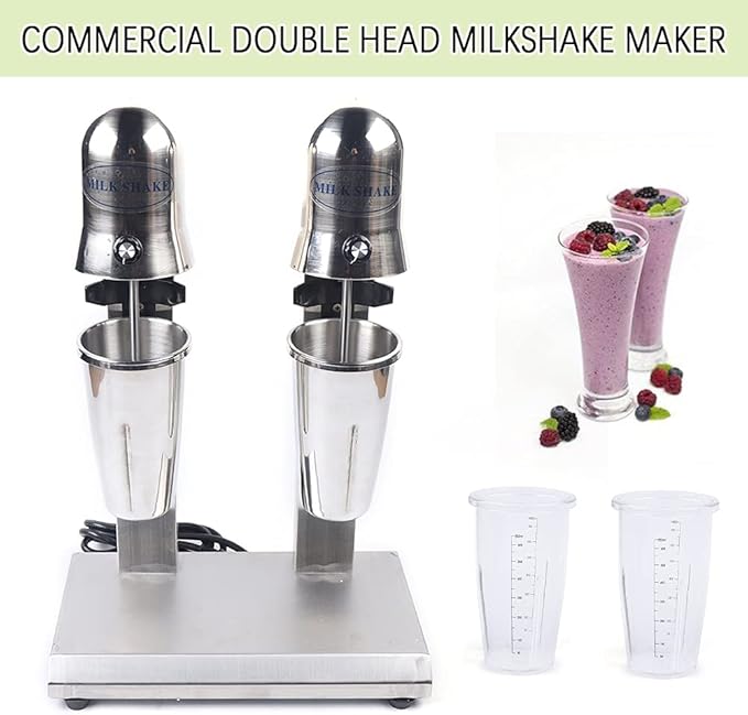 Milkshake Maker Machine Electric Milkshake Blender Maker Commercial Stainless Steel Milk Shaking Machine Double Heads Milk Shaker Electric Drink Mixer for Home Bars Milkshakes Coffee(Style 8)