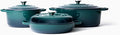 Larder &amp Vine 6-Piece Enameled Cast Iron Pan Cookware Sets Includes 8 Quart and 5.7 Quart Dutch Oven with Lids Braiser/Crock Pot with Lid (Bondi)