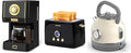 Amaste Black Coffee Maker &amp Black Toaster &amp White Retro Electric Kettle Set