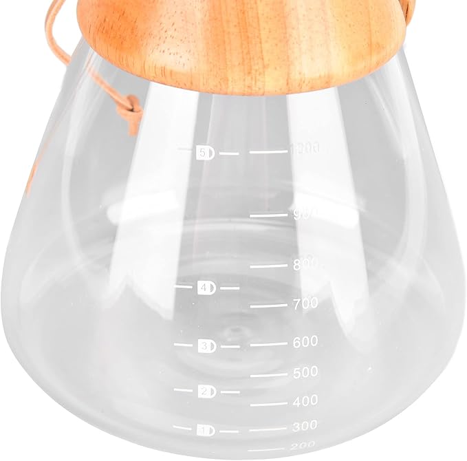 Pour Over Coffee Maker Coffee Dripper Brewer Paperless Glass Carafe Coffee Pot with Stainless Steel Filter &amp Wood Sleeve for Home Travel(1000ml)