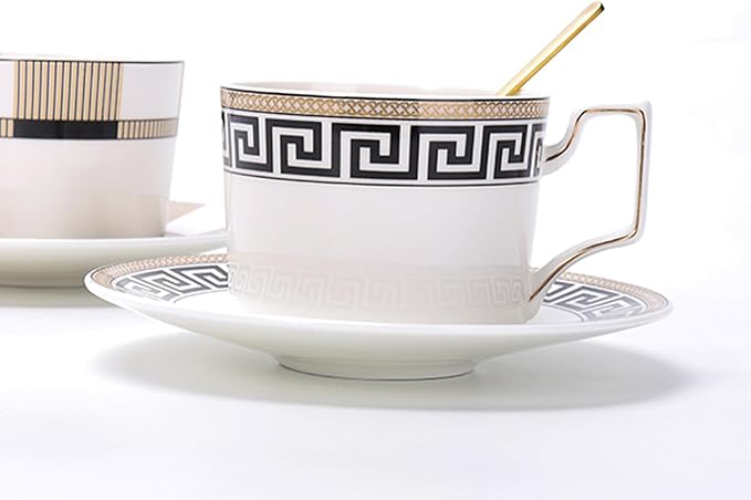 ceramic plate set with gold thread for 6 24 pieces black and gold dinnerware set luxury bone china plate and cup sets for business banquet holiday meal anniversary