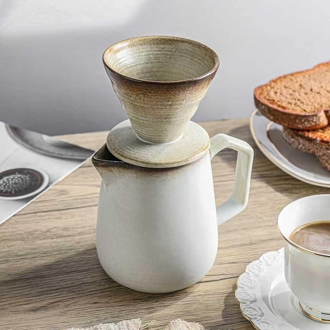 Pour Over Coffee MakerCeramic Coffee Maker 20oz/620ml Pour Over Coffee Dripper (White)