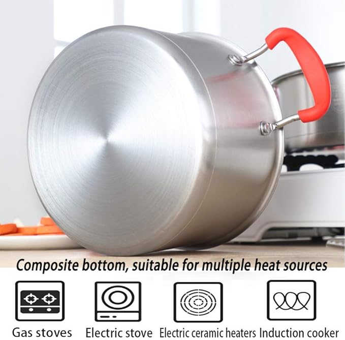 Frying Pan and Saucepan Set with Lids Stay Cool HandlesNonstick PanStainless Steel Pan Set 3 PieceCan Be Used for All Gas Including Induction Cooker.