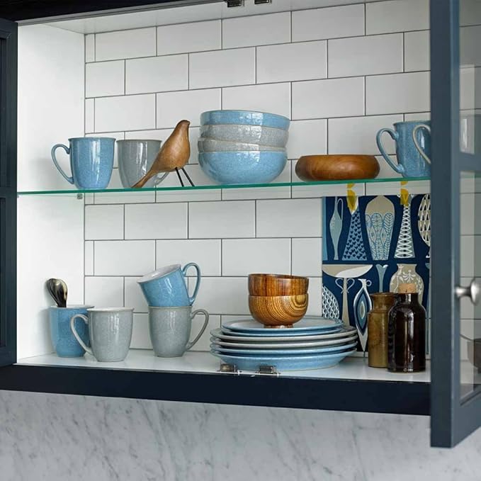 Denby Elements Light Grey Dinner Set - 4/12 Piece Ceramic Tableware - Dishwasher &amp Microwave Safe - 4 Dinner Plates 4 Medium Plates 4 Cereal Bowls