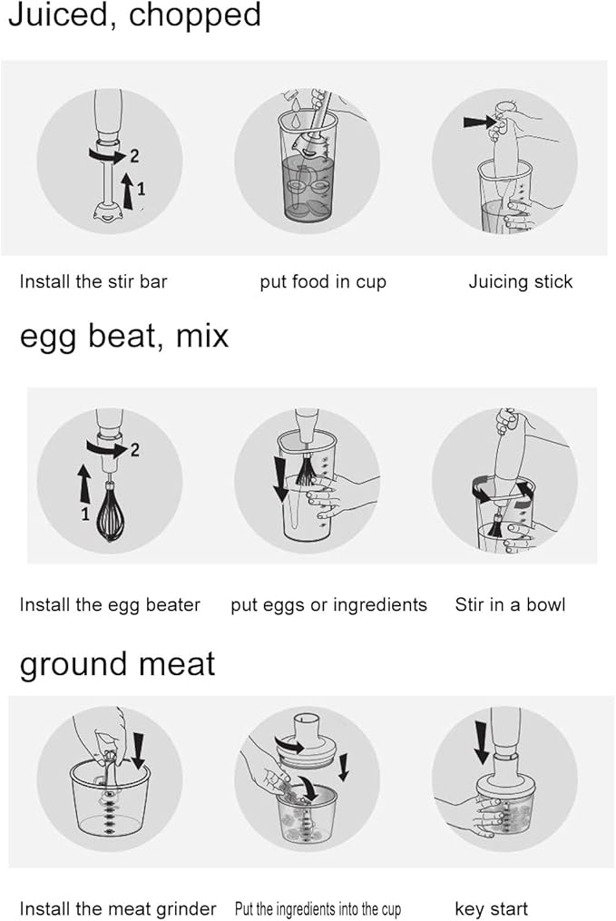 4 In 1 Immersion Blender Electric Chopper with Meat Grinder and Veggie Chopper Emulsion Blender with Chopper Egg Whisk Attachment Milk Frother 700ml Mixing Beaker