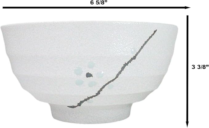 Ebros Gift Modern Yukino Hana Snow Flowers Ceramic Dinnerware Serveware Kitchenware Set Oriental Asian Restaurant Supply (Pack Of 5 Medium Soup Salad Rice Bowls 24oz)