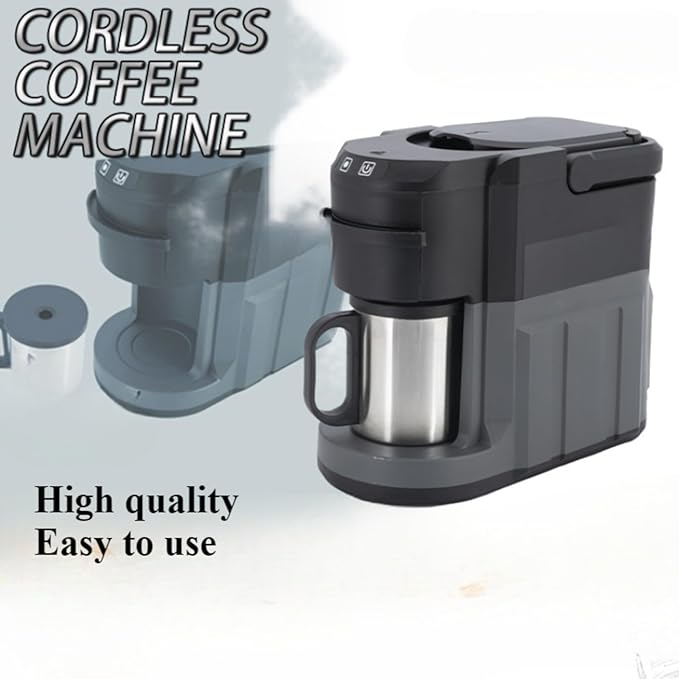 Cordless Capsule Espresso Machine – Rechargeable 20V Pump-Pressure Portable Coffee Maker 240 ml Water Tank 140 ml Single-Cup Drip-Style Easy-Clean Black