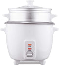 Electric Rice Cooker and Steamer – 4 5 8 or 15 Cup Non-Stick Rice Maker with Food Steamer Tray – One-Touch Operation Keep Warm Function Glass Lid White (5 Cup)