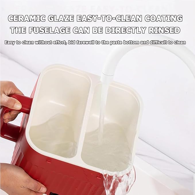 3-Liter Double-Pot Rice Cooker Ceramic Glazed Non-Stick Inner Pot Dual Independent Temperature Control 9 Cooking Functions Microwave Pressure Cooking.