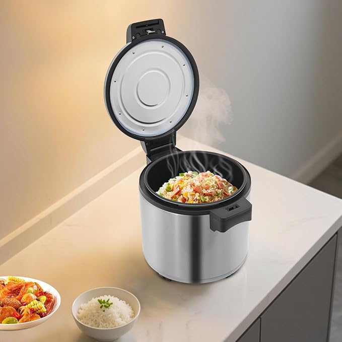 6 Gal Heavy Duty Rice Warmer 110V Electric Rice Warmer (Not Rice Cooker) with Rice Spoon Stainless Steel Food Warmer for Restaurant Party Family (Silver Type B)