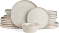 Famiware Annecy Dinner Plates and Bowls Sets Stoneware Dinnerware Sets Dishes Set for 6 18 Pieces Handmade Dishware Set - Microwave &amp Dishwasher Safe Double Reactive Glaze Tableware Grey-Whit