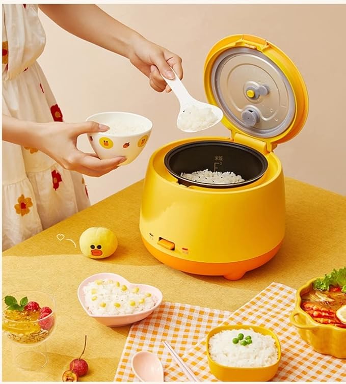 Multi Small Cooker 1.5L Electric Rice Cooker Non-Stick Inner Mini Household Automatic Food Cooking Pot for 1-2People (Brown)