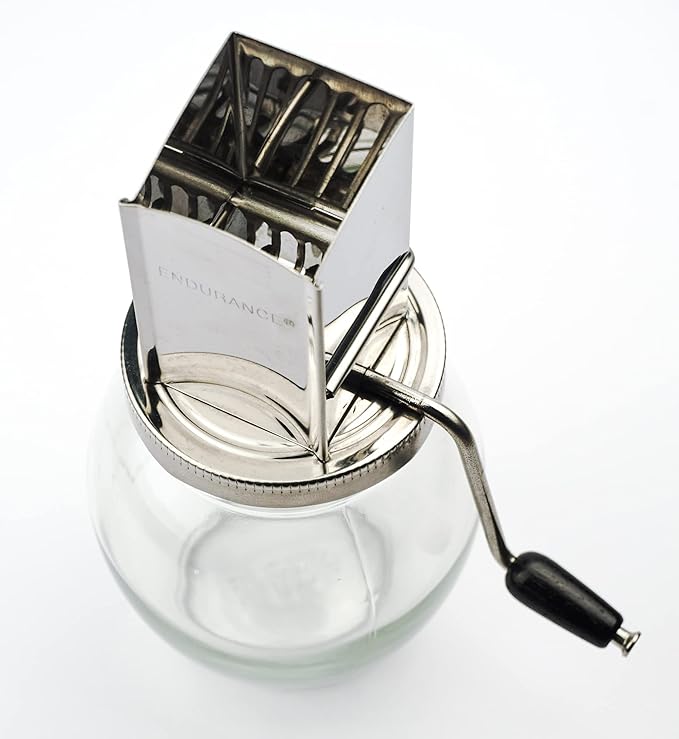 RSVP International Endurance Vintage Inspired Nut Grinder 1.25 Cup Capacity Glass Bottom