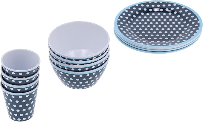 Dark Blue Dot Dinnerware Set Quality Multi Purpose Kitchenware for Home Restaurant