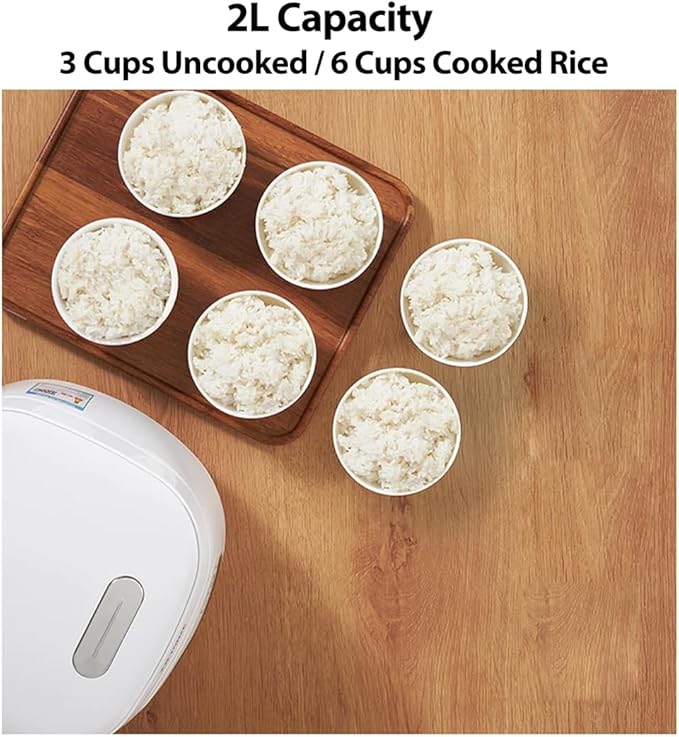 Joydeem Ceramic Rice Cooker FD20S-W 4 Cups Uncooked Rice Cookers with Pure Ceramic Inner Pot 24h Dealy Start 2L White