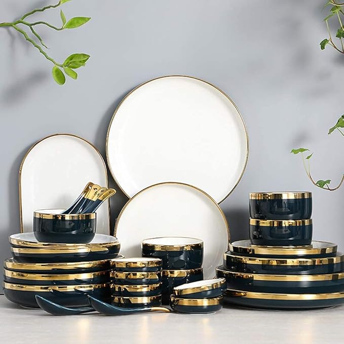 Dinnerware Sets for 2/4/6 - Dinner Plates/Sets - Plate Set - Nordic Style Dishes Set - Plates and Bowls for Home Kitchen and Dinning