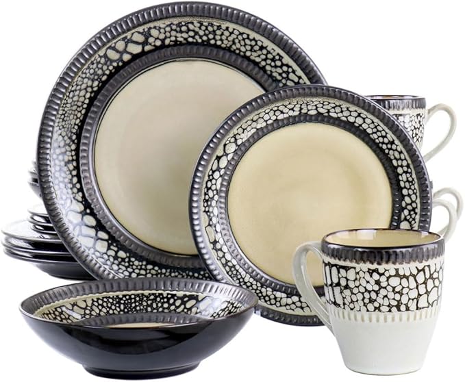 16 Piece Stoneware Dinnerware Set Ceramic Dishes Tableware Set of Plates Dinner Sets Plate Dish Food Dining