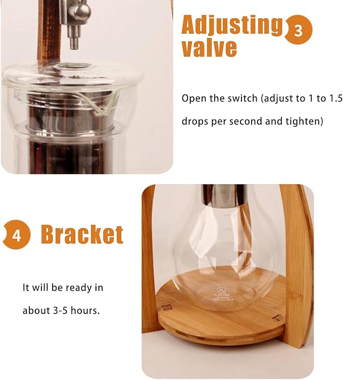 Cold Brew Coffee Maker Ice Drip Coffee Maker Iced Coffee Cold Brew Drip Tower Cold Brew Iced Coffee Drip Tower Wooden Coffee Maker Coffee Offices Home Coffee Maker Brewer Machine(Color:A)