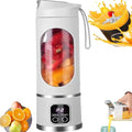 Portable Blender With Dual Battery 1500 mAh USB Rechargeable 16oz Digital Multimode Juicer Blender 3 Speed12-Blade Fresh Juice Bottle for Shakes SmoothiesFresh Juice Ete. (white)