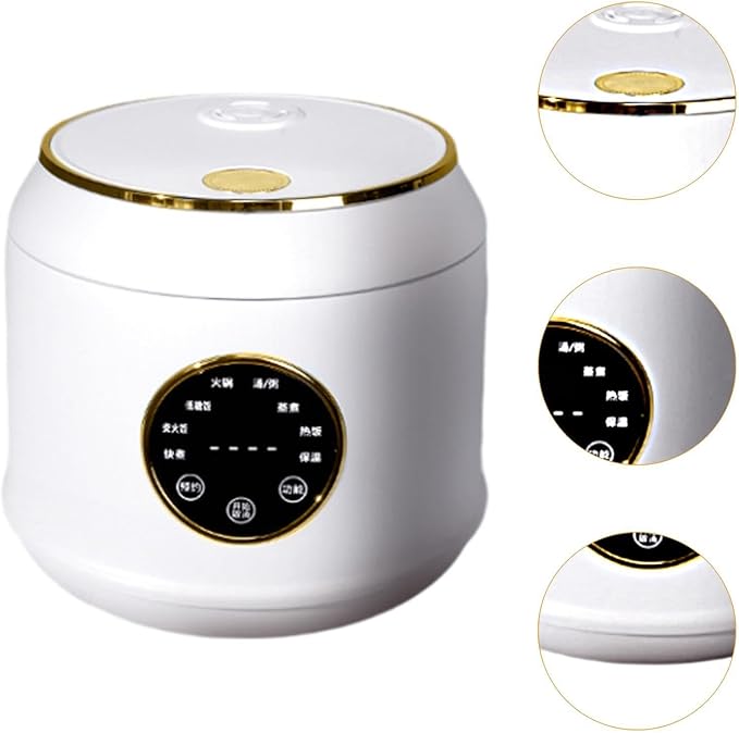 Rice Cooker Slow Cooker Portable 2L Multipurpose Ceramic Glaze Liner Rice Cooking Pot for Pasta white